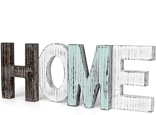 Amazon Com Flexzion Rustic Wooden Block Home Sign Cutout Letters