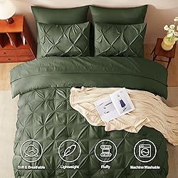 CozyLux Olive Green Comforter Set King - 7 Pieces
