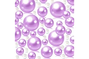 CUSMATION 20mm 14mm 10mm 100 PCS Light Purple Floating Beads for Centerpiece and 800 PCS Water Gel Bead for Vases, Purple Floating Beads for Centerpieces Purple Pearl Beads Vase Filler for Home Wedding Decor