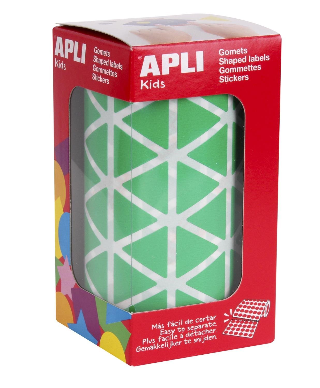 APLI Kids 4870 - Triangle self-Adhesive Gummies 21x21x21mm Green on roll — image 1