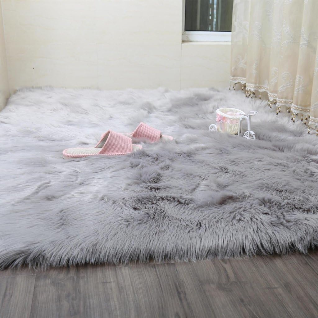 Faux Rug Soft Fluffy Rug Shaggy Rugs Faux Sheepskin Rugs Floor Carpet For Bedrooms Living Room Kids Rooms Decor (Color : Gray, Size : 70 * 200cm)