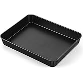 E-far 12.5 x 9.7 Inch Baking Pan, Nonstick Stainless Steel Rectangle Cake Pan for Baking Brownies Casseroles Lasagna, Stainless Steel Core & Nonstick Coating, Non-toxic & Oven Safe