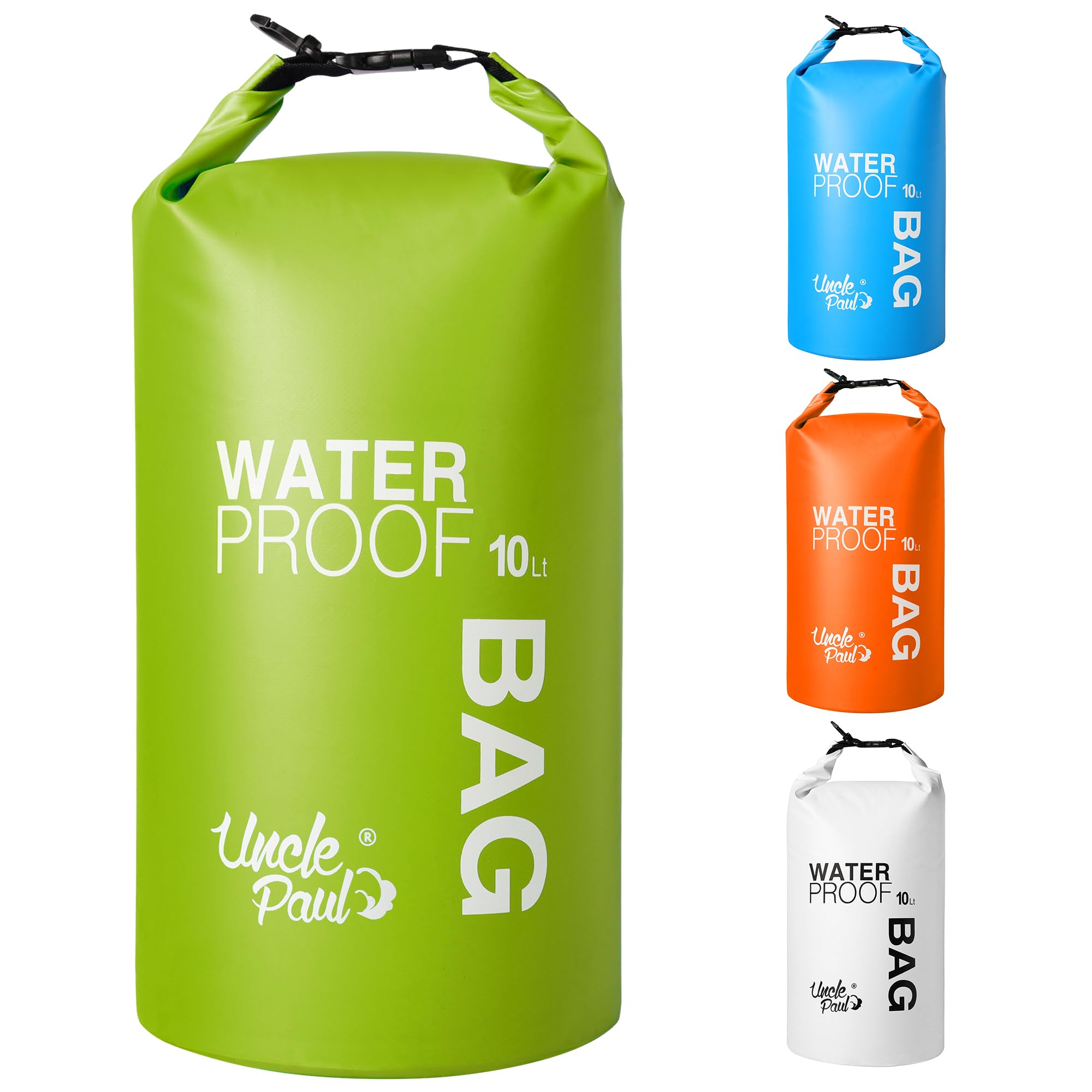 Uncle Paul Boat Dry Bags - Belongings Protection Waterproof Bag for Outdoor Drifting Boating Kayaking Fishing Rafting Swimming Camping Canoeing Surfing Leaf Green 10 Literes(2.2 UK gal)