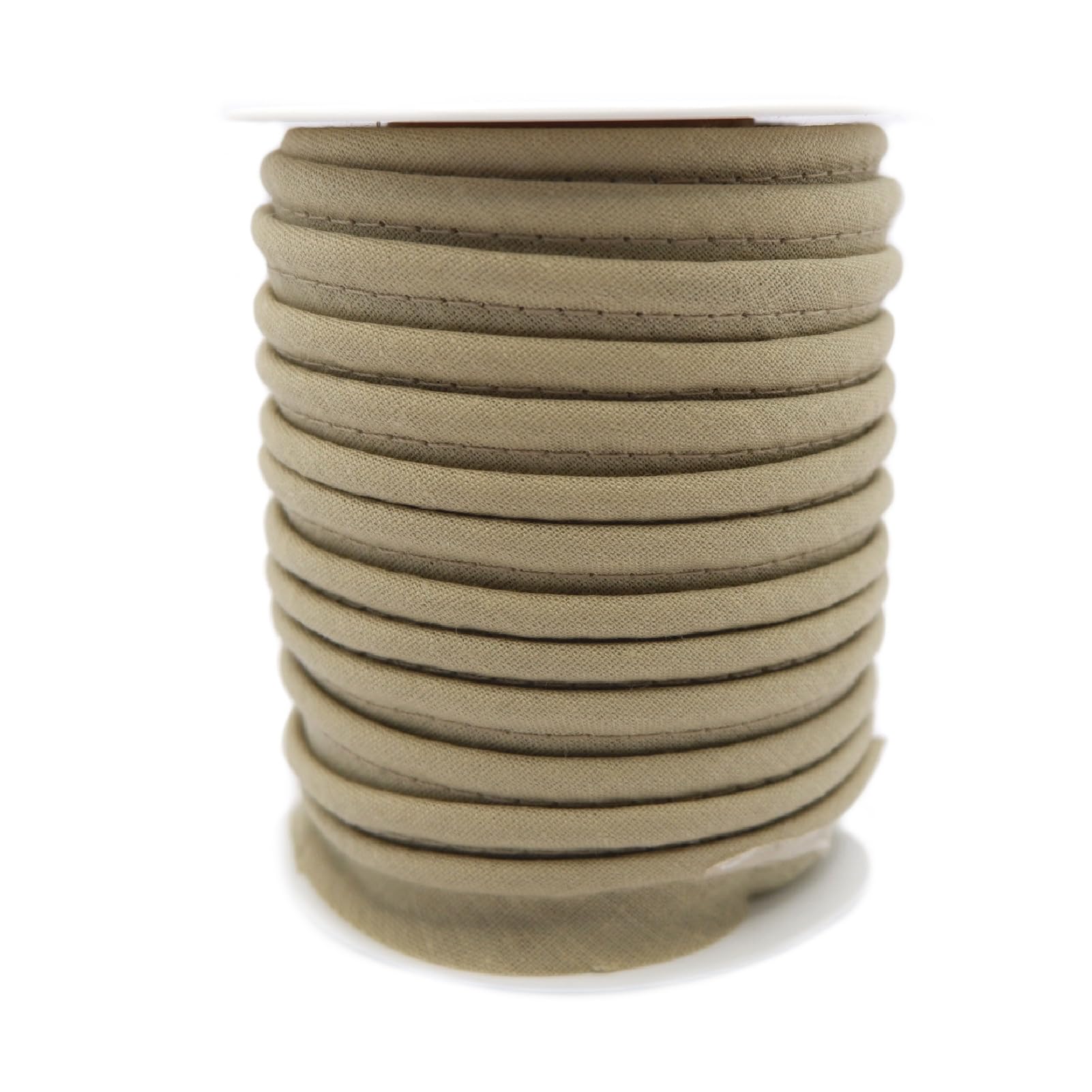 TEXTEX = Piping for Sewing, Decoration, and Crafts. Composition 50% Cotton and 50% Polyester. Total Width of 15mm, Cord of 5mm, and Flap of 10mm. 10 Meter Reel - (Olive Green)