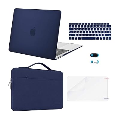 MOSISO MacBook Air 13 inch Case 2020 2019 2018 Release A2337 M1 A2179 A1932,Plastic Hard Case&amp;Bag&amp;Keyboard Skin&amp;Webcam Cover&amp;Screen Protector Compatible with MacBook Air 13 inch Retina, Navy Blue