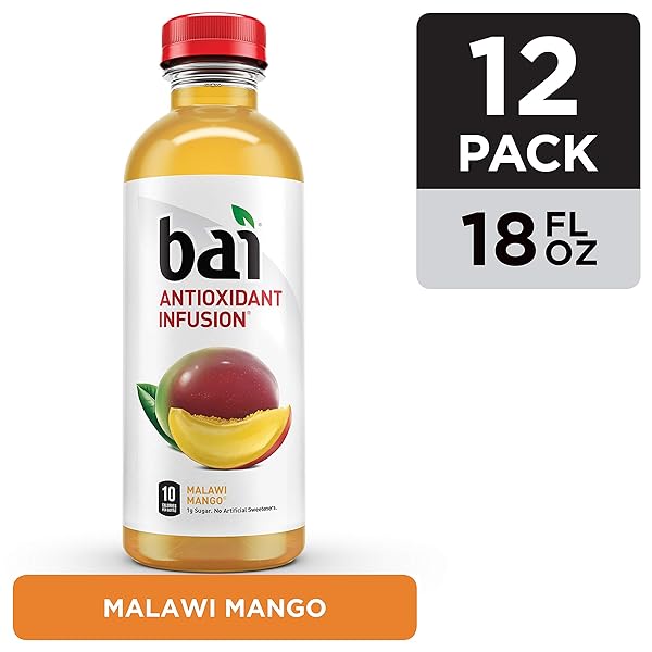 BAI FLAVORED WATER, MALAWI MANGO, ANTIOXIDANT INFUSED DRINKS, 18 FLUID OUNCE BOTTLE (PACK OF 12)