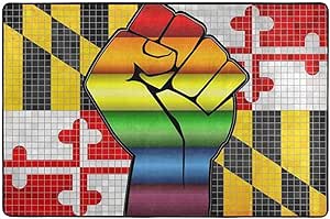 Ruan-Shop Puño Maryland Flag Rainbow Area Gay Alfombra Alfombra de Piso