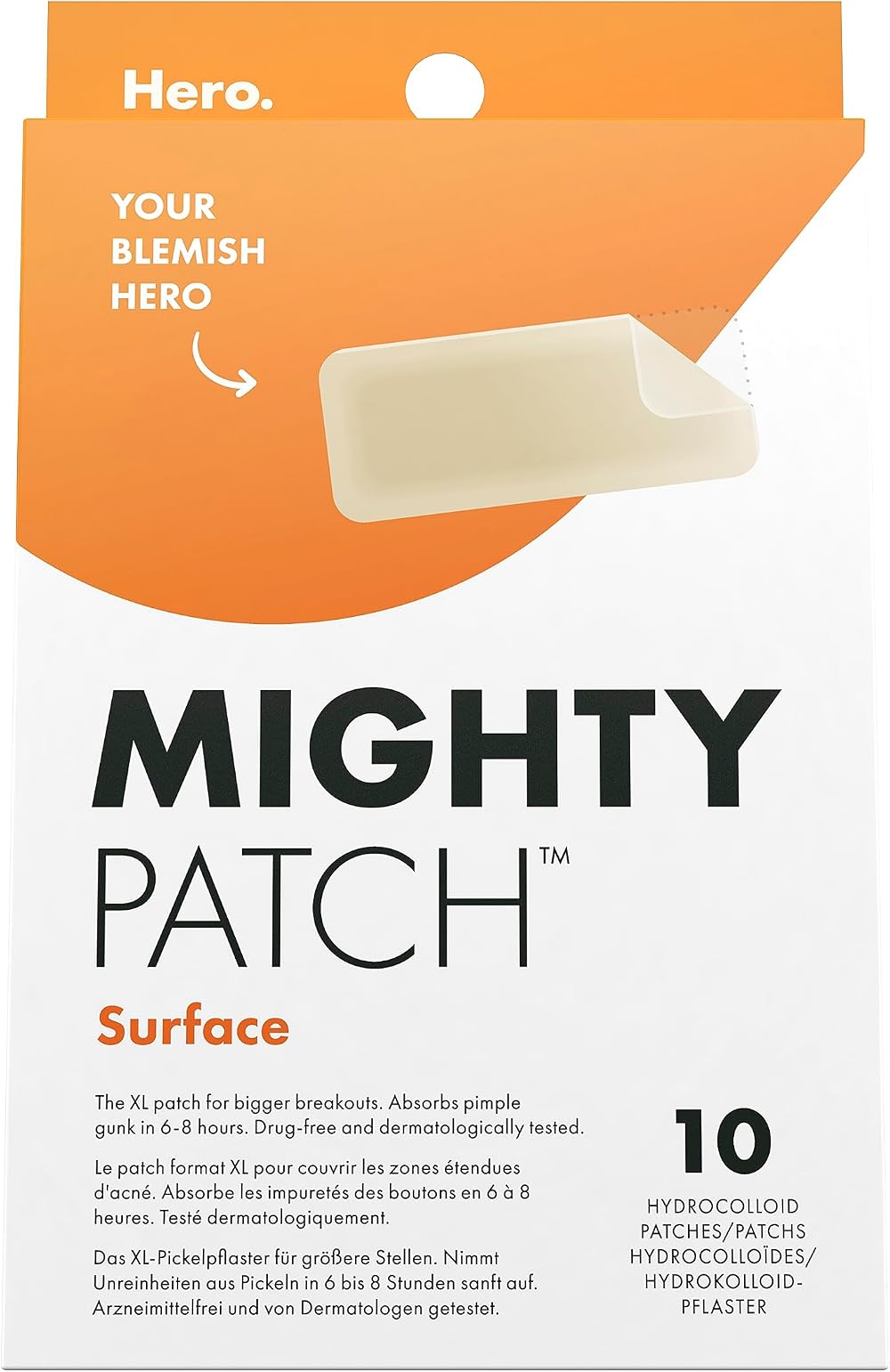 Hero Cosmetics Mighty Patch Surface XL Acne Pimple Spot Remover Patches 10 Count