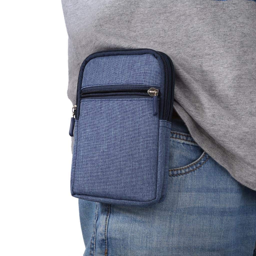 Moteen CELL_PHONE_HOLSTER, Blue Pouch for Mobile Phones up to 6.3 inch, Compatible with iPhone, S10, Galaxy, Universal Belt Clip Holder with Snap Hook Belt Loop