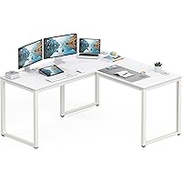 SHW 55 x 60 Inches Commercial-Grade L-Shape Corner Office Computer Desk, 140 x 152 cm, White