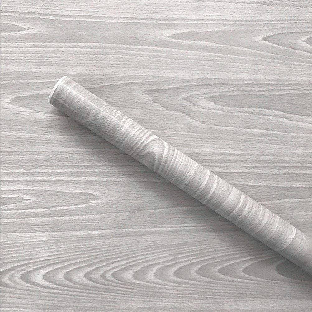 WDragon Self Adhesive Grey Wood Grain Panel Decorative Paper Counter Paper Furniture Cabinets Wardrobe Shelf Liner Wallpaper,45cm X 250cm