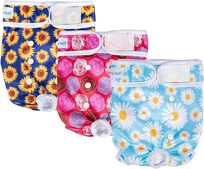 Pet Soft Washable Dog Nappies Female 3 Pack Large Incontinence Pants