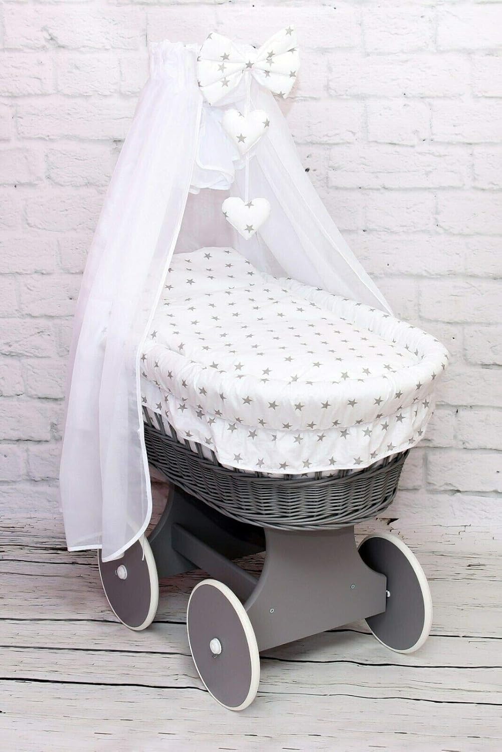 grey stars moses basket