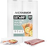 Avid Armor Vacuum Seal Rolls, Vac Seal Bags for Food Storage, Meal Saver Freezer Vacuum Sealer Bags, Sous Vide Bags Vacuum Sealer, Non-BPA Vacuum Sealer Bags, 11 inches by 50 feet, Pack of 2