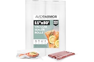 Avid Armor Vacuum Seal Rolls, Vac Seal Bags for Food Storage, Meal Saver Freezer Vacuum Sealer Bags, Sous Vide Bags Vacuum Sealer, Non-BPA Vacuum Sealer Bags, 11 inches by 50 feet, Pack of 2