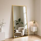 Beauty4U Full Length Mirror 180x80cm Gold Aluminum Frame Free Standing view 8