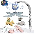 YUNGCHI Baby Crib Mobile with Music and Lights for Boys Musical Mobile Animals for Girl Crib Bassinet Toys Hanging Portable Baby Mobile for Pack and Play