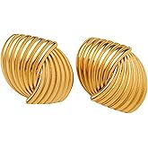 House of Hunter Gold Twist Detail Statement Earrings – Lightweight Modern Fashion Jewelry for Women