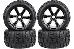 Crazyhobby Preglued 17mm Hex RC Truck Tires and Wheels for 1/8 Scale Arrma Kraton Notorious 6s Traxxas Maxx Sledge E-Revo 2.0 Redcat Racing Kaiju HPI Savage Monster Truck Replacement