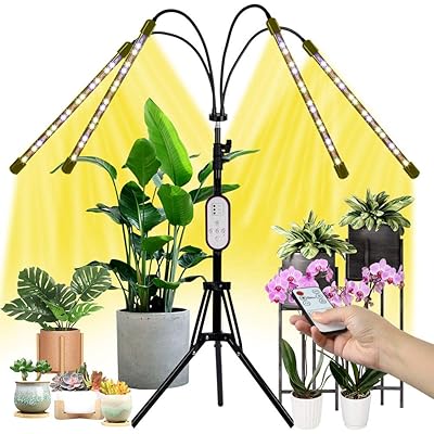 GARDTECH Upgraded LED Grow Light for Indoor Plants (with Stand 11-65" Adjustable), 80W Growing Lamp with Remote Controll, Full Spectrum 3 Modes 9 Dimmable Level, 4/8/12H Timming - 5 Stars Recommend