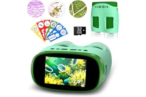 NICMORE 1000X Portable Microscope for Kids : 3-in-1 Camera and Telescope Toy with 6 Slides, Perfect for Indoor Outdoor Exploration, Pocket Edu Christmas Birthday Gifts for Age 3-12 Children Students