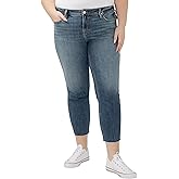 Silver Jeans Co. Women's Plus Size Elyse Mid Rise Comfort Fit Straight Leg Jeans