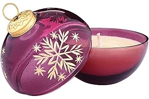 47th & Main Holiday Scented Candles Snowflake Ornament-Shaped Decorative Glass Candle for Home Decor, 3.75" Dia x 4" Tall, Ch