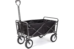 AM The America Store - Collapsible Foldable Wagon, Beach Cart Large Capacity, Heavy Duty Folding Wagon Portable, Collapsible Wagon for Sports, Shopping, Camping (Black)
