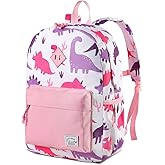 VASCHY Kids Backpack for Girls, Cute Dinosaur Lightweight Backpack for Toddlers Daycare Preschool Little Girls Pink