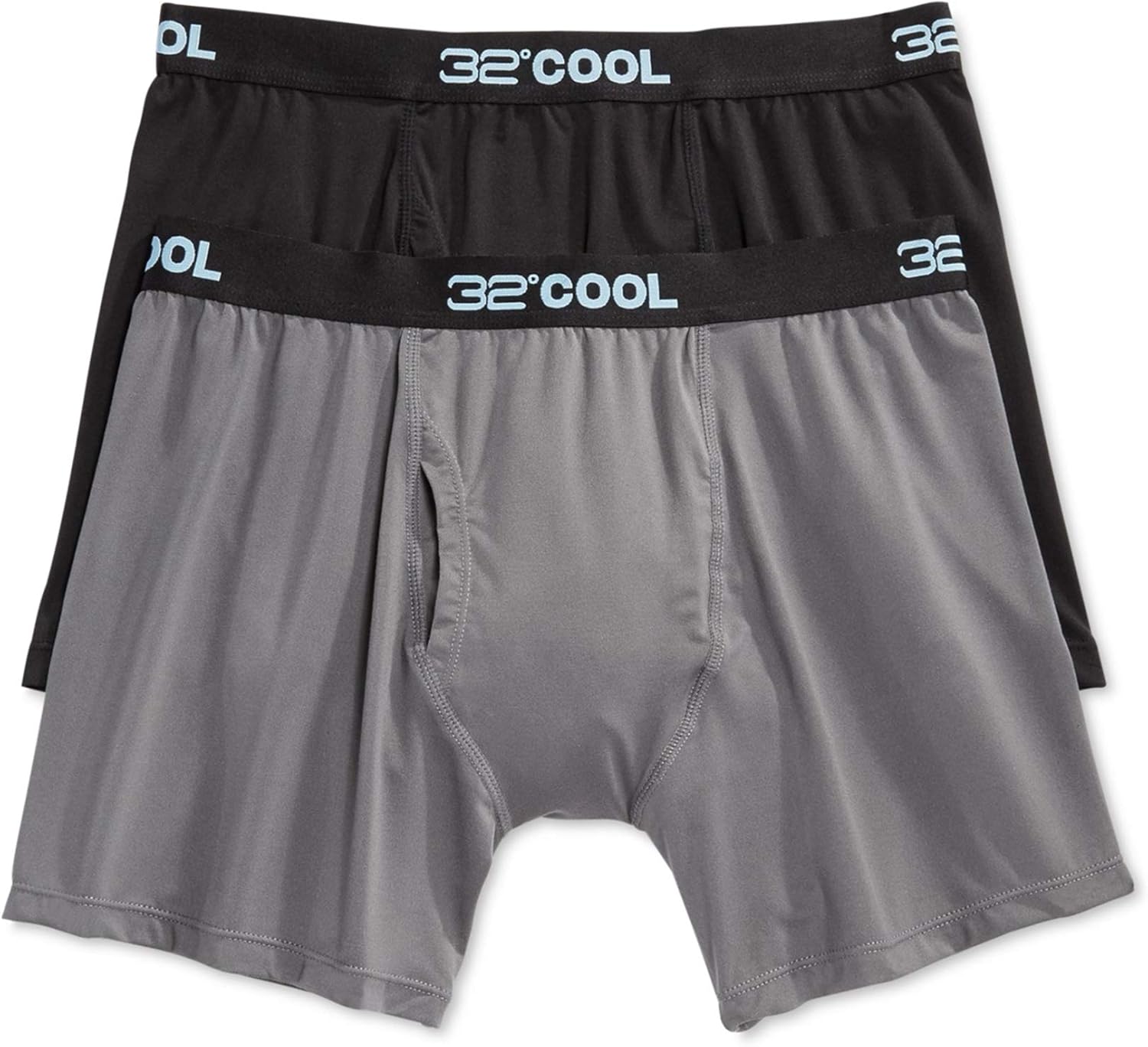 32 DEGREES Mens 2 Pack Active Mesh Boxer Brief, Black