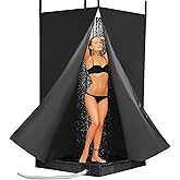 MABOZOO Privacy Tent and Foldable Shower Base Set, Portable Shower Pan with Tent and Drain Pipe, Camping Bath System for RV, Camping, Boat. Patent Pending