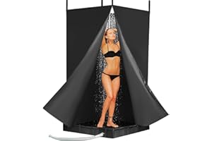 MABOZOO Privacy Tent and Foldable Shower Base Set, Portable Shower Pan with Tent and Drain Pipe, Camping Bath System for RV, Camping, Boat. Patent Pending