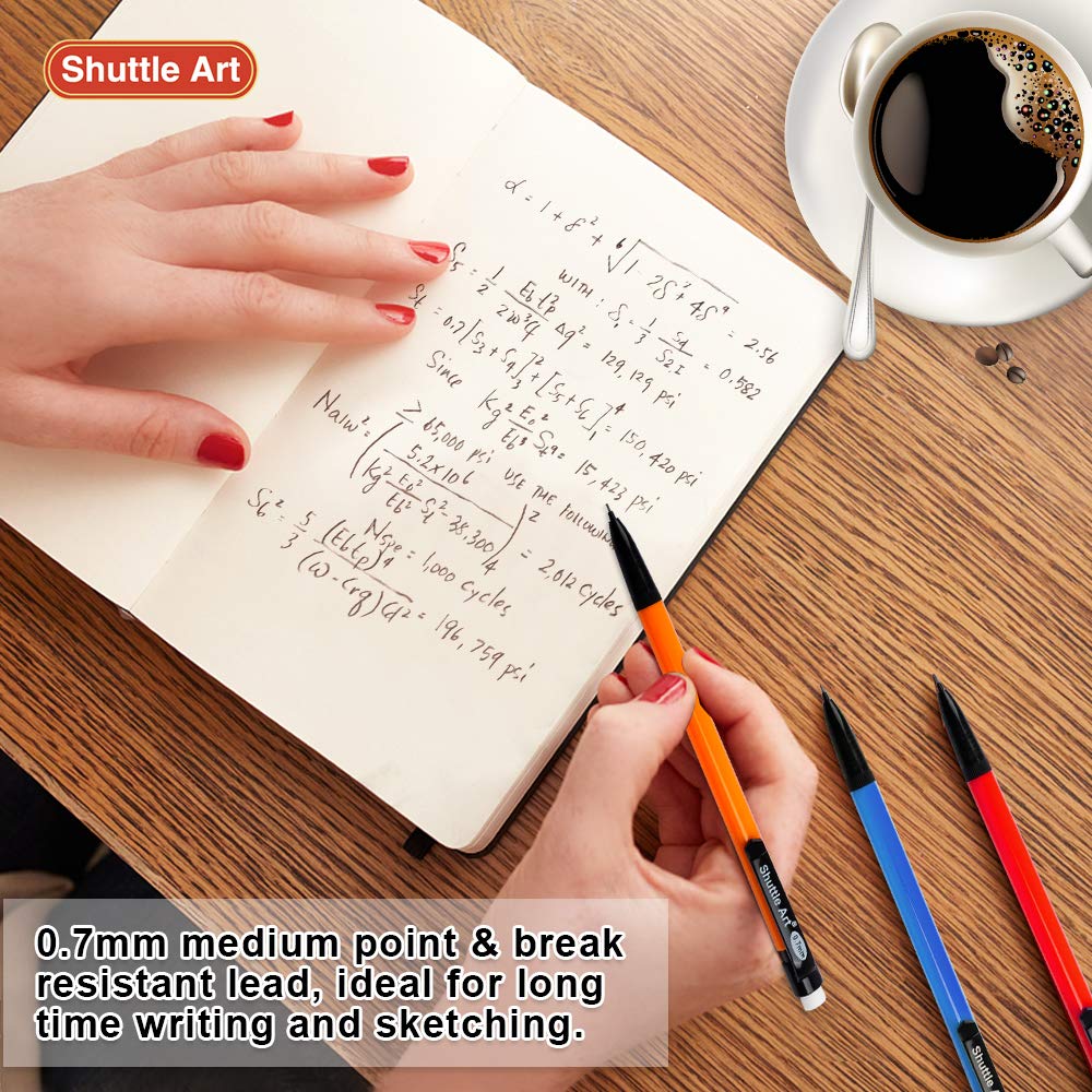 Shuttle Art Mechanical Pencils, 210 Pack Bulk Mechanical Pencils 0.7mm Medium Point, HB #2 Lead, Assorted Barrels, Office School Supplies