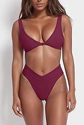 geluboao Wine Red Two Piece Bathing Suit for Women