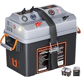 SUNAPEX Trolling Motor Smart Battery Box 12V/24V Marine Power Center | 16A Overload Switch | Dual USB 5V 2.1A | Digital Voltmeter | Built-In Light | Fits Group 24/27/31 Batteries