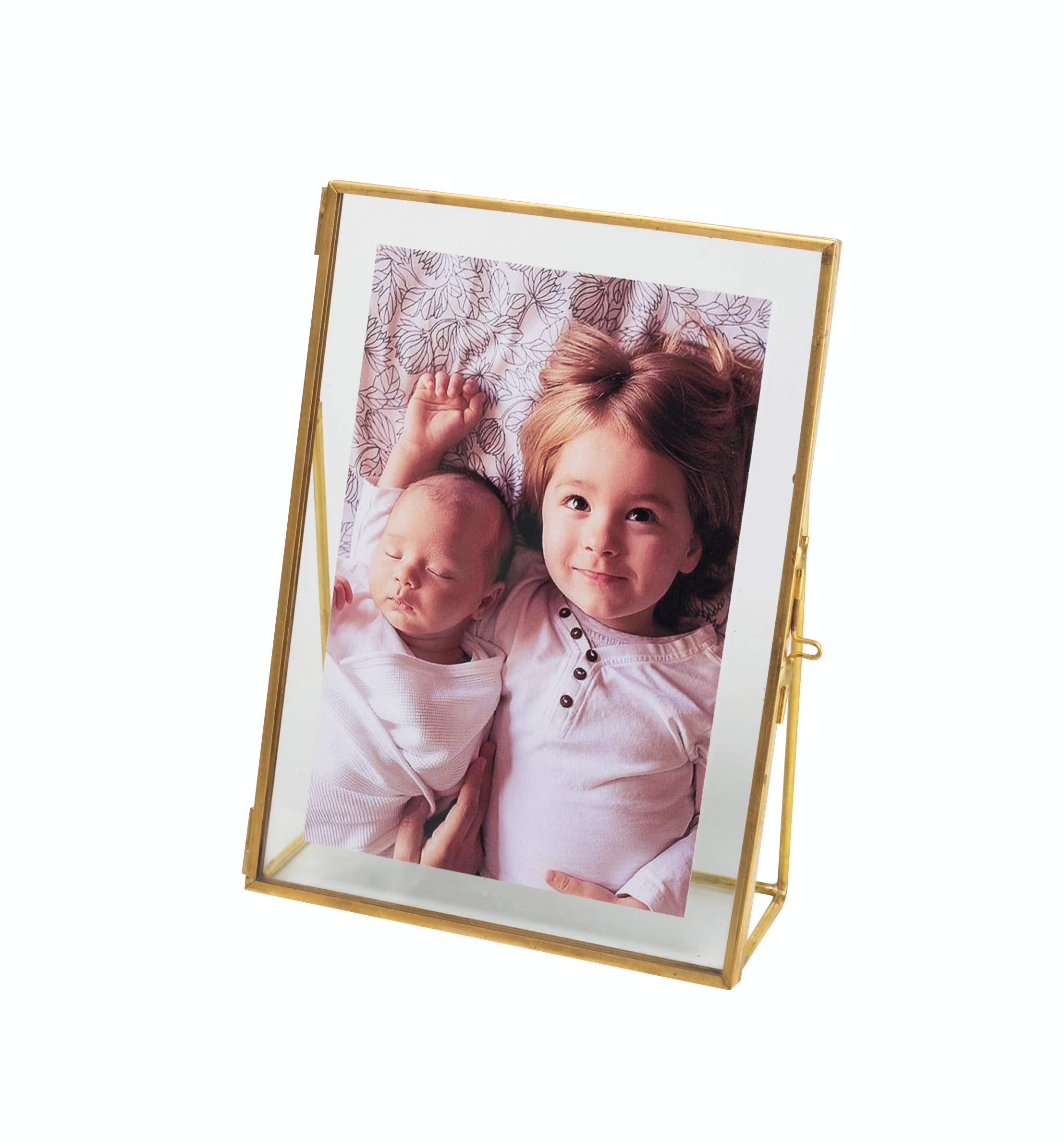 Levilan 4x6 Vintage Style Antique Gold Standing Picture Frames Gold Photo Frame with Pressed Glass, Brass (4 x 6)