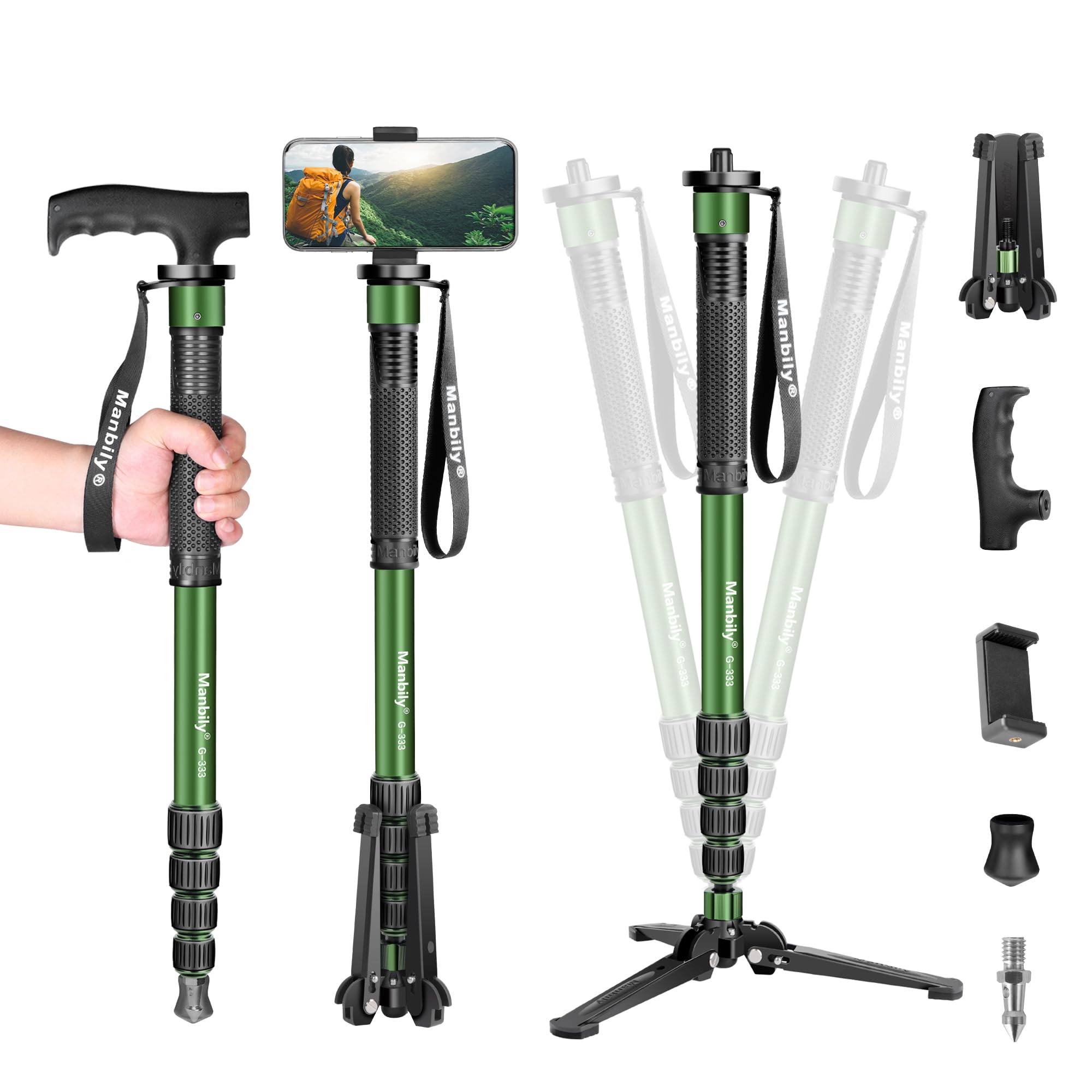 Manbily Monopods for Cameras 71-in with Feet, Walking Stick Stand 180cm Camera Monopod Mount Aluminum Lightweight with Tripod Base 5 Sections Max 22lbs For Travel DSLR Canon Nikon Sony Video Camcorder