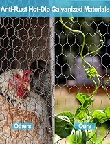 TOYPOPOR Chicken Wire 16x49ft Galvanized Hex Mesh Garden Fence Anti-Rust view 7