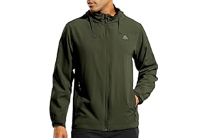 Haimont Men’s Packable Windbreaker with Hood Lightweight Windproof Water Resistant Hooded Jacket for Running Hiking Travel