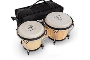 BAHAMUT Bongo Drum Set, 6"+7" Wooden Bongos Gift for Adults & Kids Beginners, Ideal Percussion for Education and Practice, Comes with Tuning Wrench & Waterproof Bag