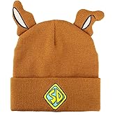 Scooby Doo Embroidered Brown Acrylic Knit Cuff Beanie