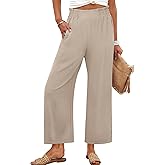 ANRABESS Womens Wide Leg Palazzo Pants Summer Beach High Waisted Cropped Flowy Pants 2026 Dressy Casual Trousers with Pockets