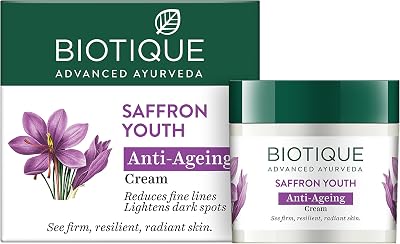 Biotique Saffron Youth Dew Moisturizer 50g All Skin Types Firm Radiant Age Less