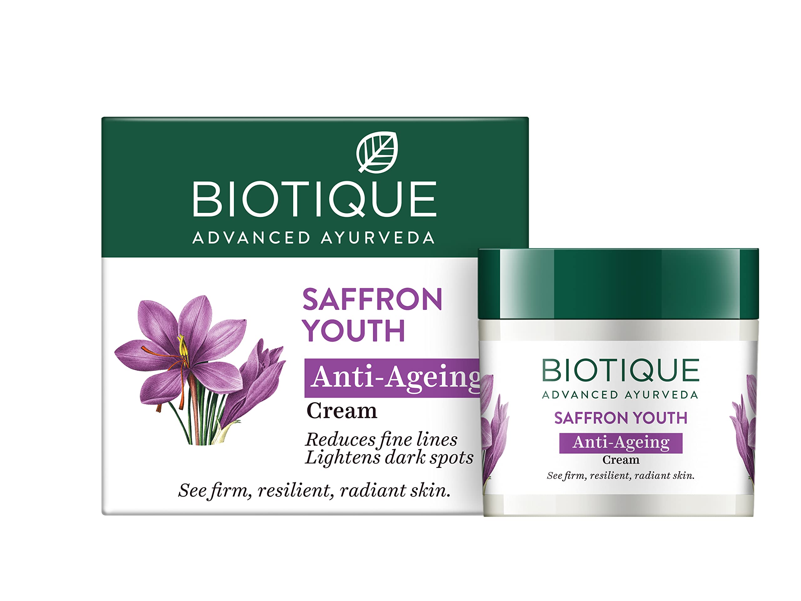 Biotique Saffron Youth Dew Visibly Age Less moisturizer 50 gm/ 1.76 Oz. I For All Skin Type I See Firm, Resilient, Radiant Skin I Prevents Dark lines And Premature Aging
