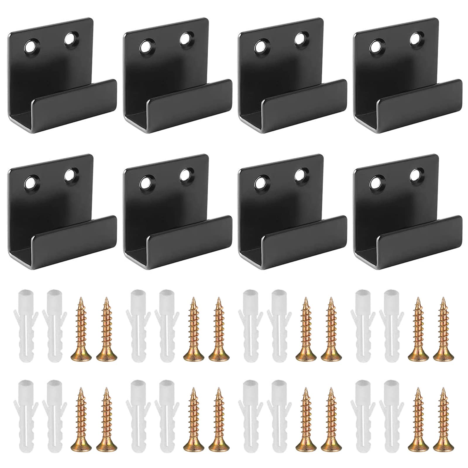 FYting Mirror Brackets,8 Pcs U Shaped Brackets with Screw Expansion Tube, Mirror Hanging Brackets for Heavy Duty Fixings Tile Display Stand Oil Painting Display(25mm,L)