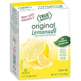 True Lemon Original Lemonade Powdered Drink Mix Packets, 30 ct | Non-GMO, gluten free, low calorie water enhancer, no artificial sweeteners, 50% Daily Vitamin C
