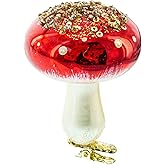 Amanita Mushroom Whimsical Blown Glass Christmas Ornament