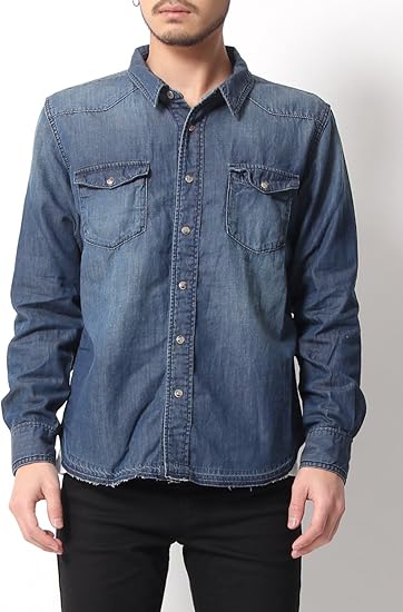 Amazon ヘリテイジストーン Heritage Stone デニムシャツ メンズ 長袖 刺繍 ダンガリーシャツ L シャツ 通販