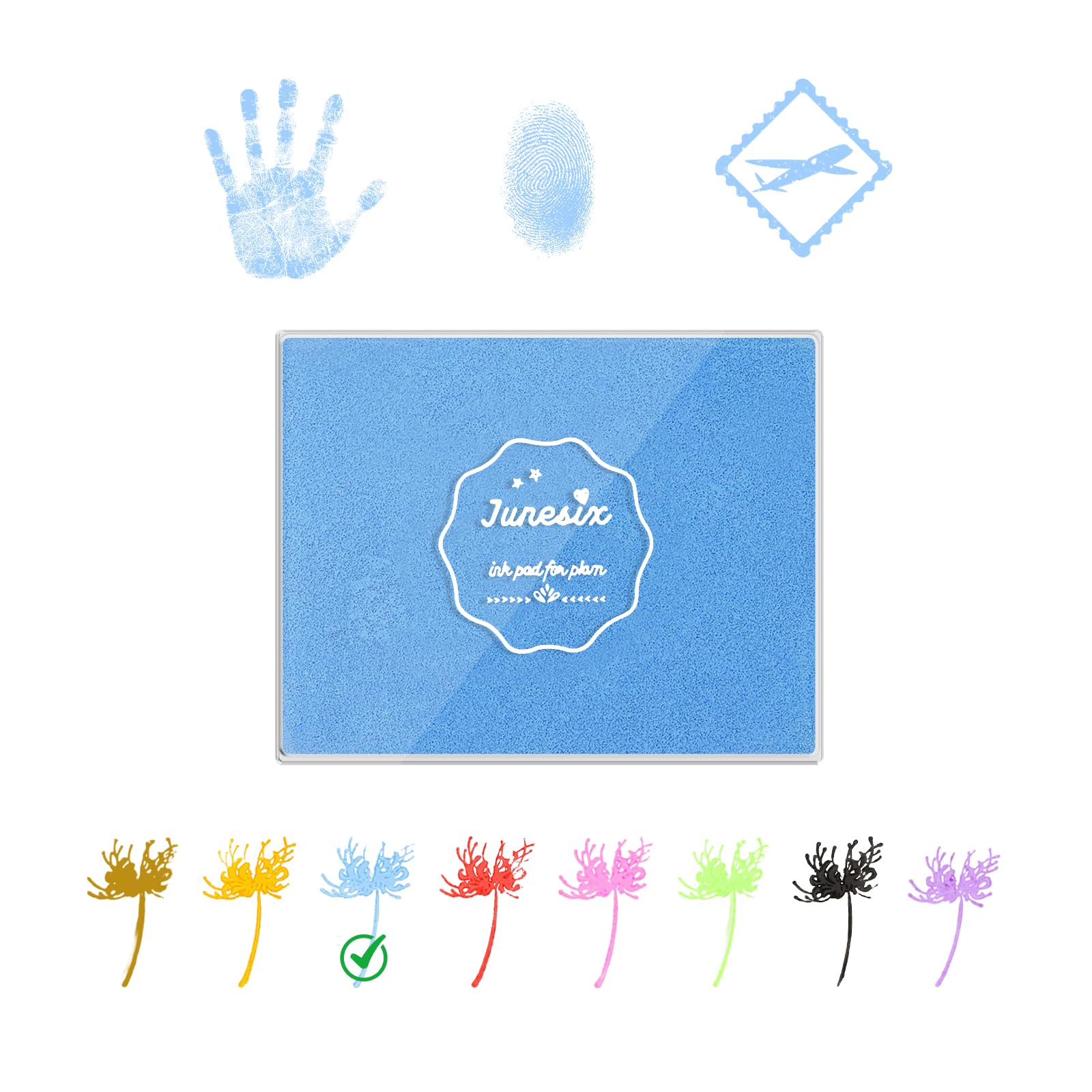 Sicheii Large Ink Pads for Stamping, Washable Stamp Ink Pad for Rubber Stamps Hand and Footprints, Dog Pet Paw Print Ink Pad, Craft Partner DIY for Fabric Wood Paper Scrapbook (Blue)