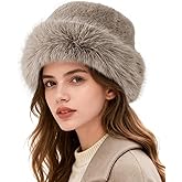 Zando Fuzzy Winter Bucket Hats for Woman - Soft Warm Furry Faux Fur Hat Fashion Cute Fluffy Fisherman Cap for Outdoor Travel
